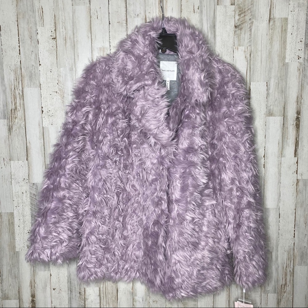 AVEC LES FILLES Lilac Notch Collar Curly Jacket - Picture 3 of 7